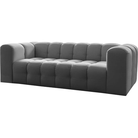 Canapé droit MILOE fixe 3 places en velours - Gris (1/3)
