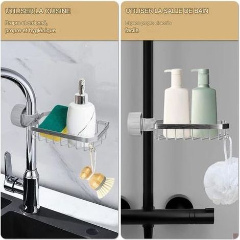 Porte-savon de douche – Support de shampoing de douche, aucun perçage requis, adapté aux tiges de 25 à 40 mm (1/4)