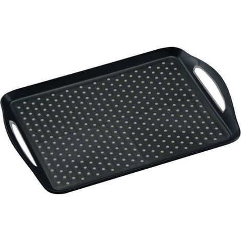 1 plateau antidérapant, en plastique noir, 45,5 x 32 x 4,5 cm, idéal pour service et rangement à la maison ou en restauration