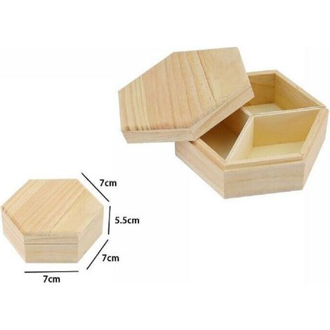 TrAdE Shop Traesio - Scatola Portagioie Legno Con Bacheca Esagonale 3 Posti Scomparti 7x5.5cm 74021a -