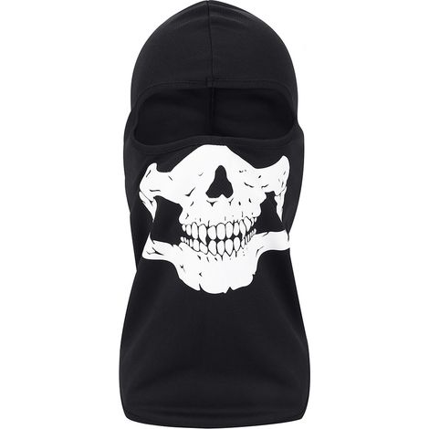 Crâne Fantôme Squelette Costume Déguisement Masque Intégral Noir Tissu Maille Randonnée Cyclisme Militaire (1/5)