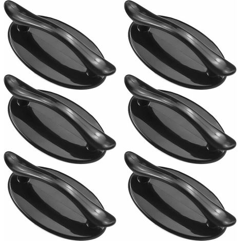 SABIR 6 Pièces Poignée De Porte Auto-adhésive Cabinet Tiroir Boutons Porte Poignée Instantanée Fenêtre Poignée En Plastique pour Coulissante Porte Fenêtre Placard Tiroir Armoire, Noir (1/5)