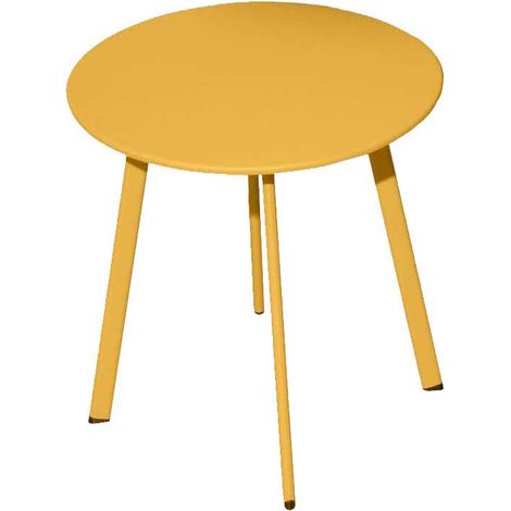 Table basse de jardin Massaï ø 45 cm – Structure acier époxy – Plateau plein – Coloris miel – Hauteur 39 cm – Proloisirs (1/5)