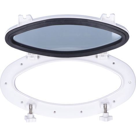 Hublot ovale blanc en verre trempé, fenêtre d'ouverture pour bateau marin, yacht RV 16 x 8-5/8 pouces