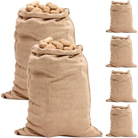 Lot de 6 sacs en jute XXL - 52 x 74 cm Capacité charge 35 kg Jute durable pour conservation des aliments (1/5)
