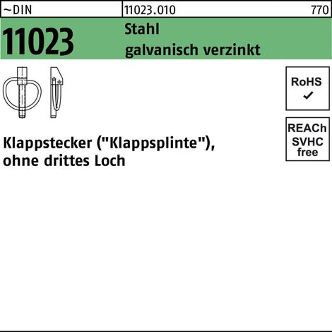 Klappstecker DIN 11023 4,5 x 42 Stahl galvanisch verzinkt (1/2)