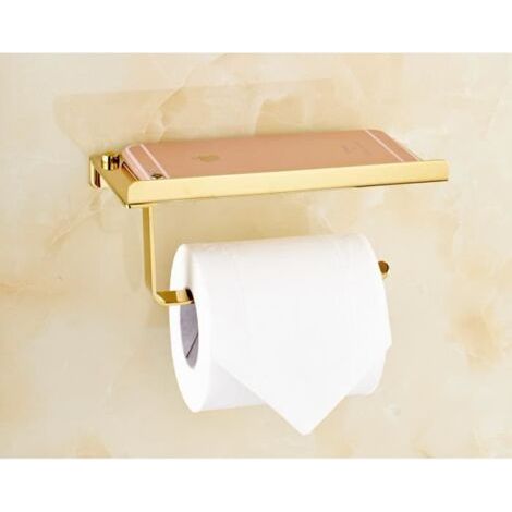 Toilettenpapierhalter aus goldfarbenem Edelstahl – mit Handyhalterung – Badezimmeraccessoire (1/5)