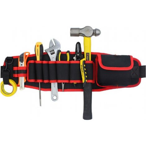 Sac banane à outils, grand sac à outils en toile épaisse, petit sac suspendu multifonctionnel pour ranger les outils d'électricien. (1/5)