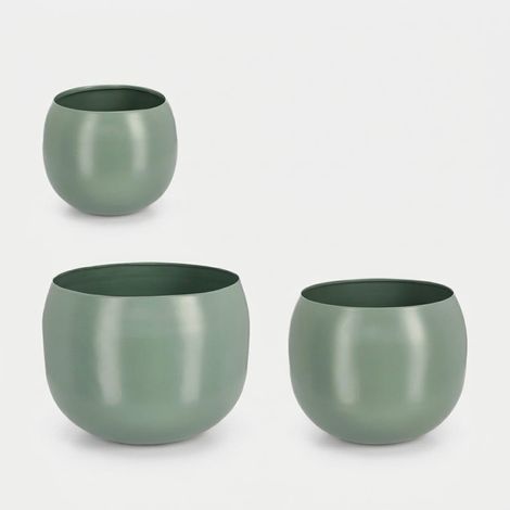 Lot de 3 pots ronds pour fleurs et plantes d'intérieur et d'extérieur Keyra YES - Vert foncé (1/2)