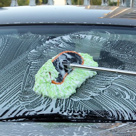 Kratzfreies Autowaschtuch, Detailbürste mit Teleskopstiel, Außen- und Innenreinigungsmopp, weiß, Einzelbürste (1/3)