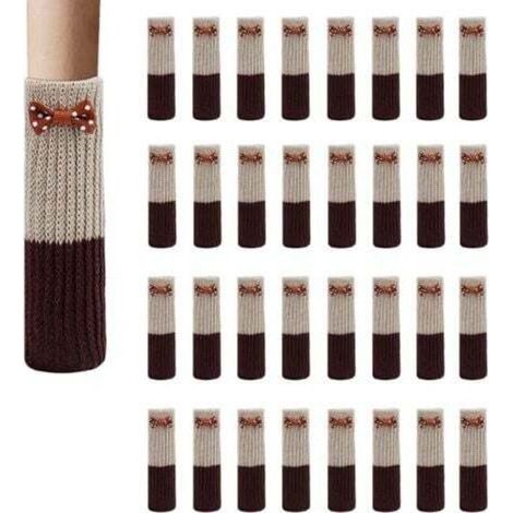 Chaussettes de meubles en laine tricotée – Lot de 32 patins antidérapants pour pieds de chaise, table et canapé (1/5)