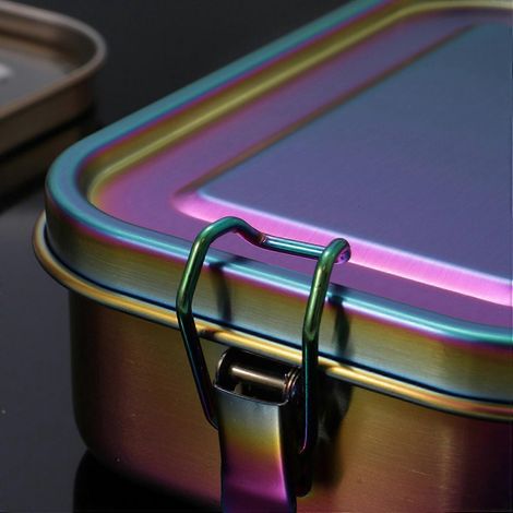bento box in acciaio inox, portapranzo in metallo a tenuta stagna con divisorio rimovibile, portapranzo per bambini e (1/5)