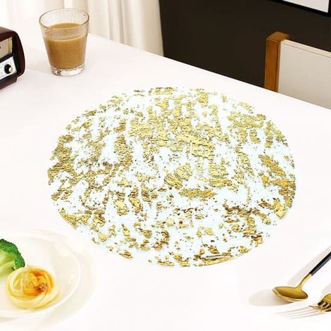 30 sets de table ronds, décorés de feuilles argentées et de tulle scintillant, parfaits pour les dîners, les mariages, les fêtes et la décoration intérieure. Dimensions : 33 cm x 33 cm (1/5)