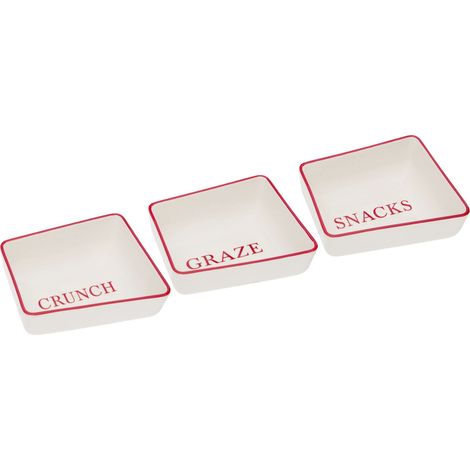 Interiors By Premier Versatile Set Of Three Hollywood Snack Dish, Premium Porcelain Snack Dish For Guests, Practical Snack Tray (1/2)