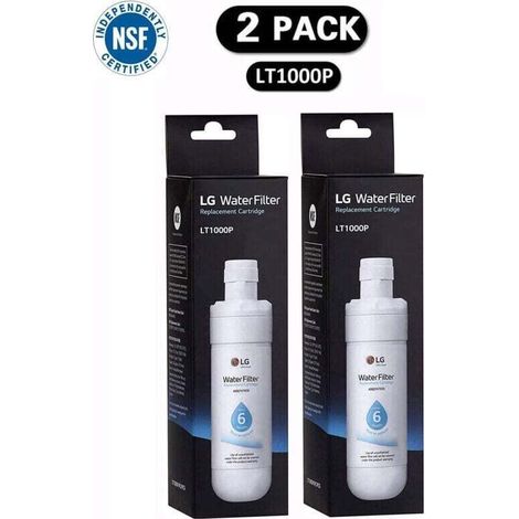 Lot de 2 LT1000P à eau de rechange pour réfrigérateur 6 mois/200 gallons. blanc.