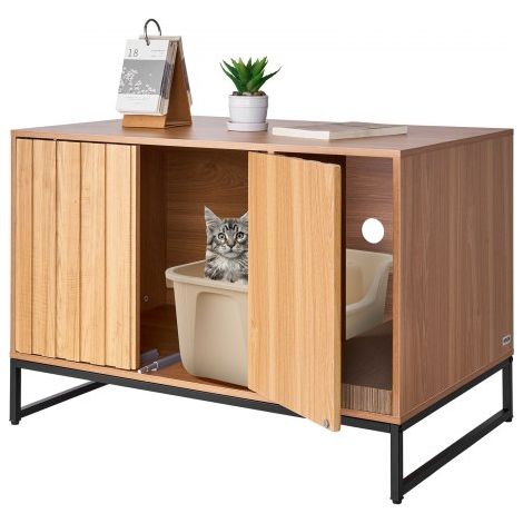 Katzenschrank, 800x510x568 mm, Katzentoilette mit Kratzpad & Stauraum, Katzenklo Schrank, Katzenhaus, passend für die meisten Katzentoiletten, für Schlafzimmer & Wohnzimmer (1/5)