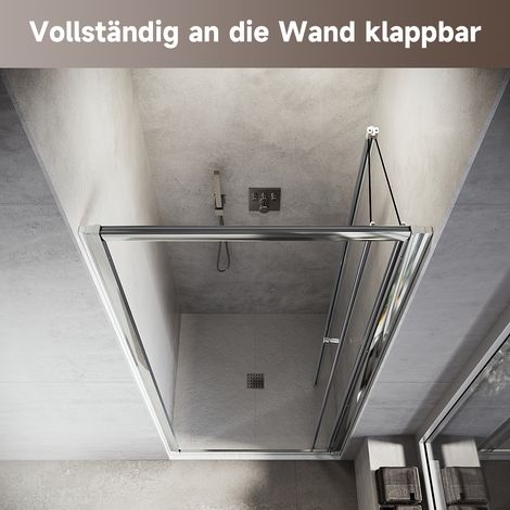 SONNI Porte de douche reglable en largeur Verre trempé Cabine de douche Porte pliante Largeur 100cm Hauteur 185cm