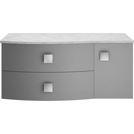 Gentleshaw Contemporary 2 Drawer Right-Hand Wall Hung Vanity Unit with Grey Marble Worktop, 1000mm