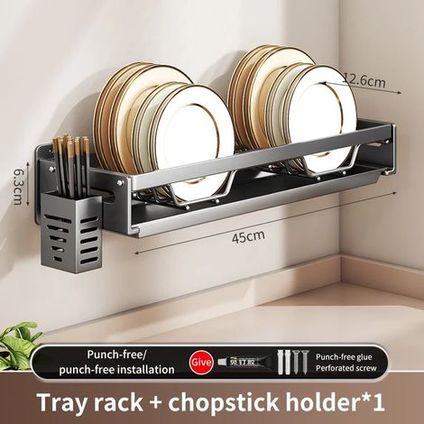 Égouttoir mural flottant (B-Chopstick) pour vaisselle de cuisine, séparateur multifonction, porte-cuillères et accessoires de cuisine, étagère de rangement. (1/5)