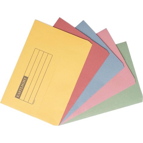 Document Wallet Foolscap Assorted Colours 100% Recycled Manilla Paper (Pack of 50)