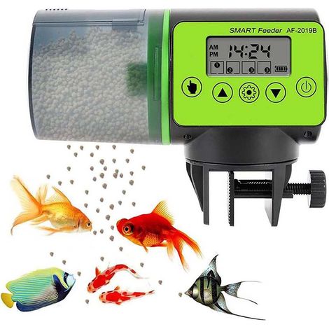 LangRay Distributeur automatique d'aliments pour poissons, capacité de 200 ml, aquarium avec écran LCD, adapté aux vacances de week-end (1/5)