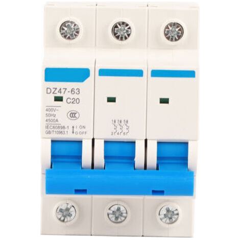 3-Pole Miniature Circuit Breaker AC 400V 6/10/16/20A MCB Safety Circuit Breaker DZ47-63 (20A) (1/4)