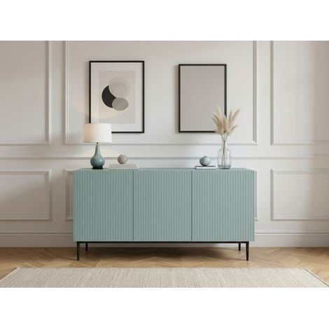 BOBOCHIC - Buffet 3 portes 150 cm KASHA Pieds noir Bleu clair (1/4)