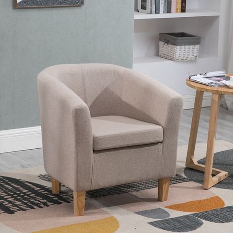 WestWood Linen Fabric Sofa Seat Armchair Office Reception Tub Chair Living Room Cream