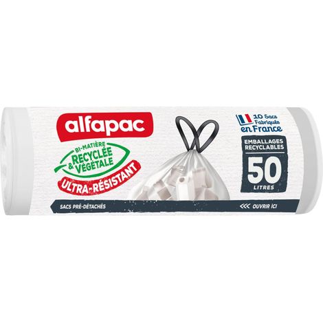 alfapac - 10 sacs-poubelle tri des emballages - lien coulissant - 50L (1/5)