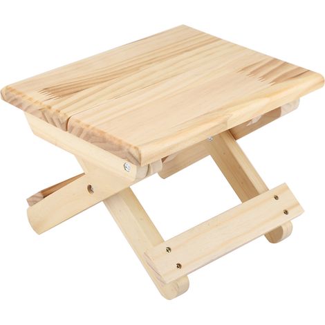 Tabouret carré pliable en bois massif pin style rural compact robuste 24x19.5x21cm charge max 75kg idéal extérieur (1/5)