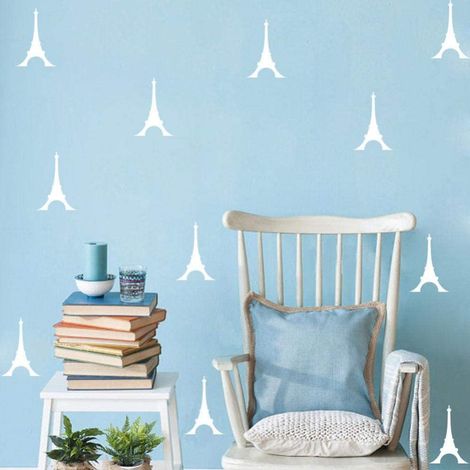 Sticker mural en vinyle à motif de tours, à faire soi-même, pour chambre d'enfant, décoration murale (argenté) (1/5)