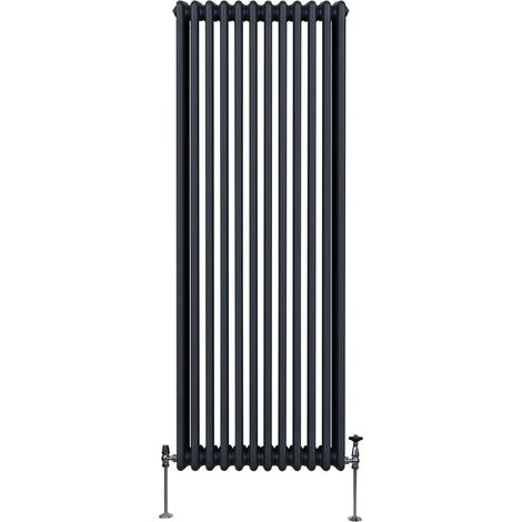 Radiador Tradicional Vertical de 3 columnas 1800mm x 562mm  Gris Antracita   Acero  Montado en pared  Kit de fijación y soportes  + Cepillo de limpieza GRATIS  Calefacción estufa calefactor