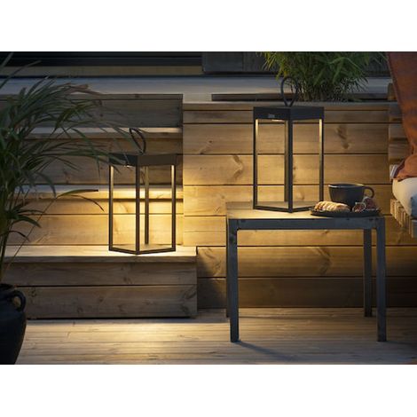 2er Set LED Akku Tischleuchten, Aluminium Schwarz, Höhe 30cm (1/4)