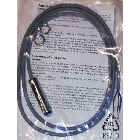 Baumer MYCOML75P80/L Induktiver Sensor - M8 x 1,5 36 V DC – NPN-NO, 8 mm – Messing vernickelt