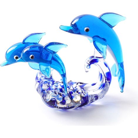 Figurines de dauphins en verre à collectionner, sculptures et statues d'animaux marins, ornements de décoration pour la maison ou le bureau (1/5)