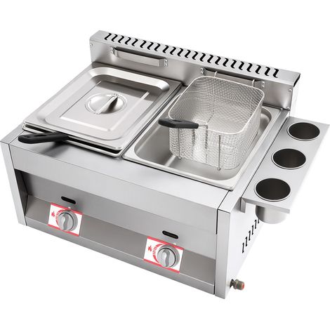 Senderpick – Friteuse professionnelle à gaz 2 cuves 6L – Acier inoxydable – Contrôle de température indépendant – Économie d'énergie (1/5)