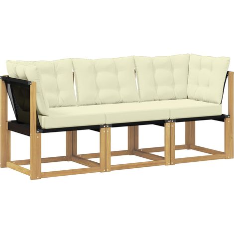 Maison Exclusive - Outdoor Mittel- und Ecksofa mit Kissen 3 Stück
