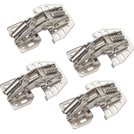 4 Pièces charnière à visser 90° avec Softclose et arrêt au levage (Acier, nickelé, réglable) charnière de meuble à visser (1/3)