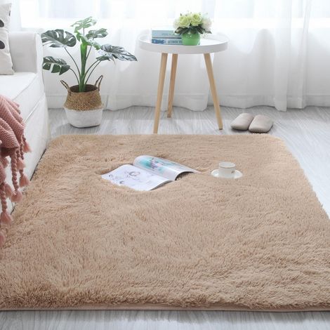 Tapis Shaggy - Tapis Décoratif En Polyester 100 % - Beige - 20 X 20 Cm - Pour Chambre, Chambre D’étudiant Et Chambre D’enfant - 1 Pièce (1/5)