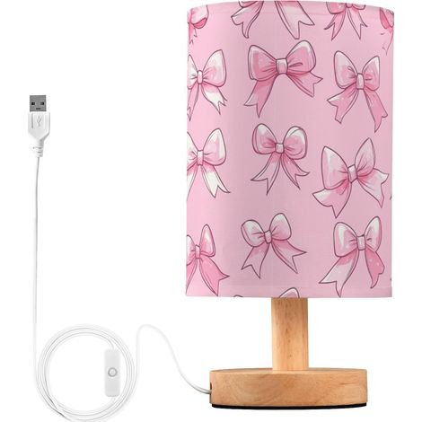 Kcldeci Lampe de chevet à motif nœuds roses pour chambre coucher (1/5)