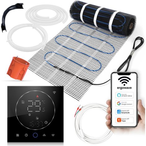 Chauffage au sol sous carrelage 8 m², thermostat, tapis chauffant électrique