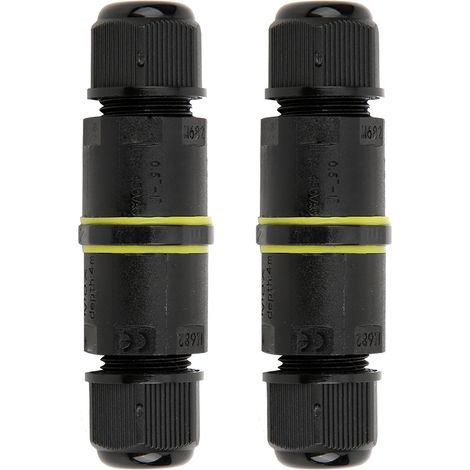 Lot de 2 boîtes de jonction étanches IP68 à 3 broches pour extérieur, avec connecteurs pour câbles électriques. (1/5)