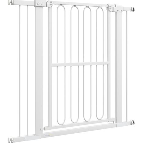 Sicherheitsgitter für Hunde und Treppen 76-104 cm aus weißem Stahl, ohne Bohren MODENUIT (1/4)