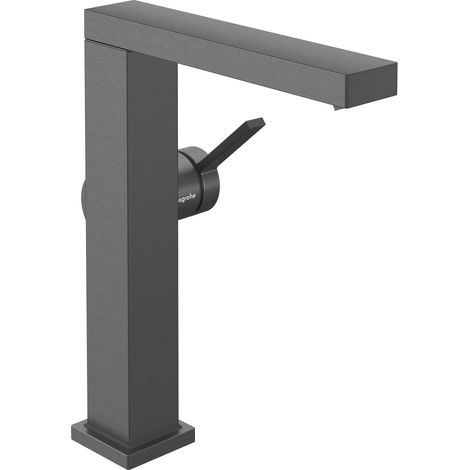 Hansgrohe Tecturis E - Waschtischarmatur mit Push-Open-Ablaufgarnitur, CoolStart, EcoSmart+, gebürstetes Schwarzchrom 73060340 (1/2)