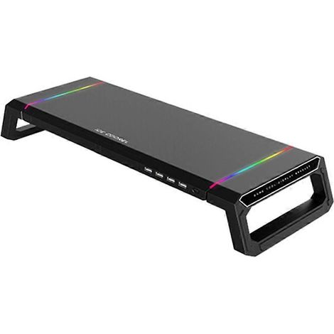 4-USB-Monitorständer, Desktop-Organizer, Aufbewahrung, Schwarz