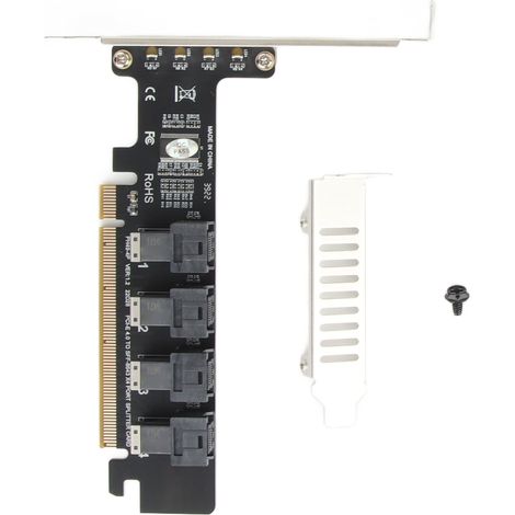 Adaptateur PCIE X16 vers 4 ports U.2 NVMe SFF8643 SFF8639, carte d'extension avec indicateur LED (1/5)