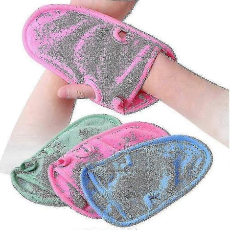 Lot de 3 gants de bain en fibres végétales pour un nettoyage en profondeur, un gommage exfoliant, un massage et des soins doux pour la peau. (1/2)