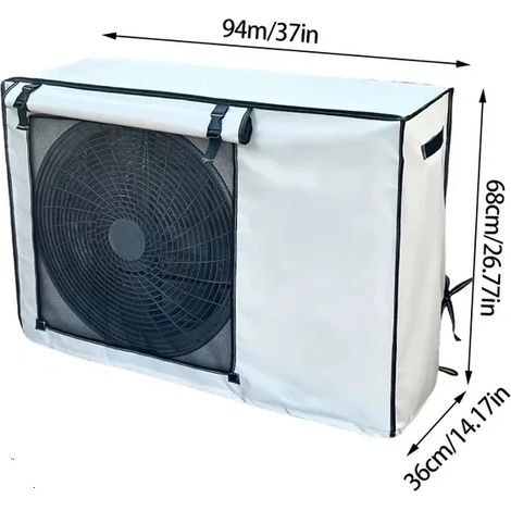 (94x68x36cm) Couvercle de moteur de climatiseur extérieur, fixé par des clips, résistant à la neige et au vent. (1/5)