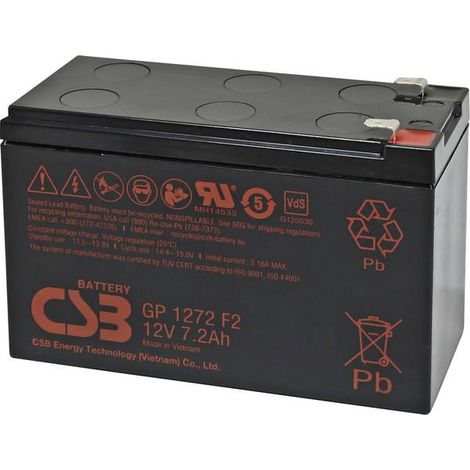 csb GP 1272F2 batteria AGM 12 V 7,2 Ah nera