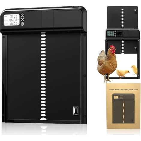 Porta basculante automatica - Alimentata a batteria, schermo LCD programmabile, impermeabile, in alluminio, con funzione anti-pizzicamento e timer. (1/5)